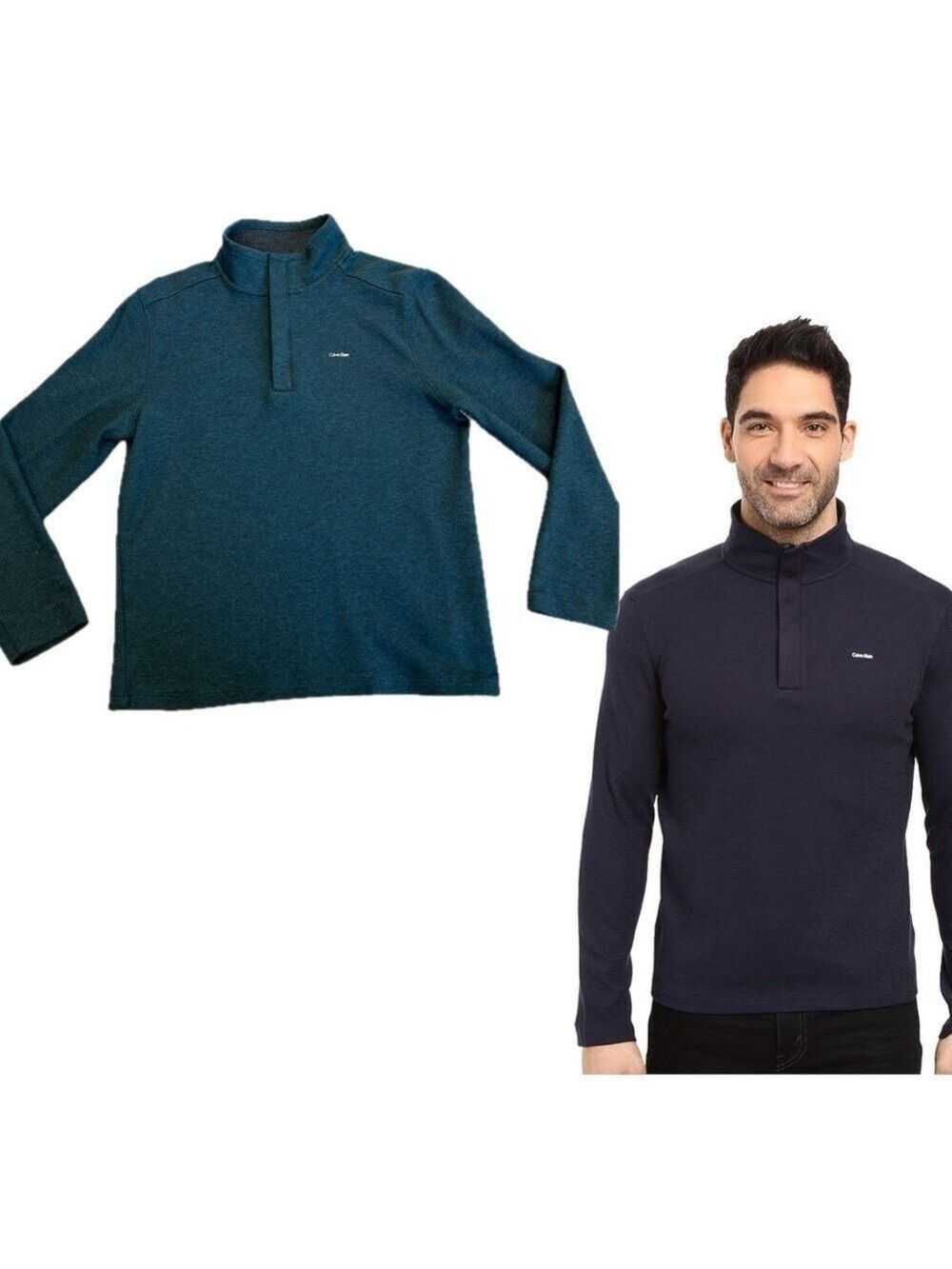 Calvin Klein Men's Solid S&Z Mock Neck Quarter Zip Long Sleeve Shirt Sz S